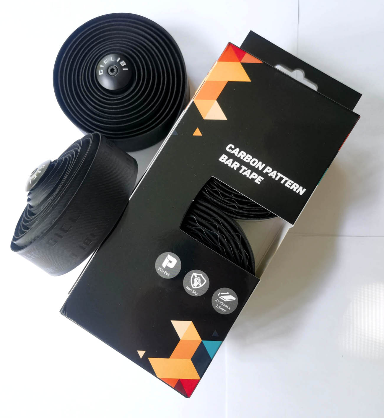 GICLIBI Bicycle Bar Tape, Bike Handlebar Tape, Road Bicycle Handlebar PU Tape, Black Cycling Grip Tape, with Adhesive Backs, Soft Comfortable, Wear Resistant Black