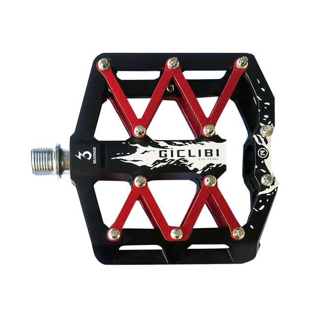 GICLIBI Bicycle Aluminum Pedals 3 Bearings CNC Machined Flat Pedals with Removable Anti-Skid Nails